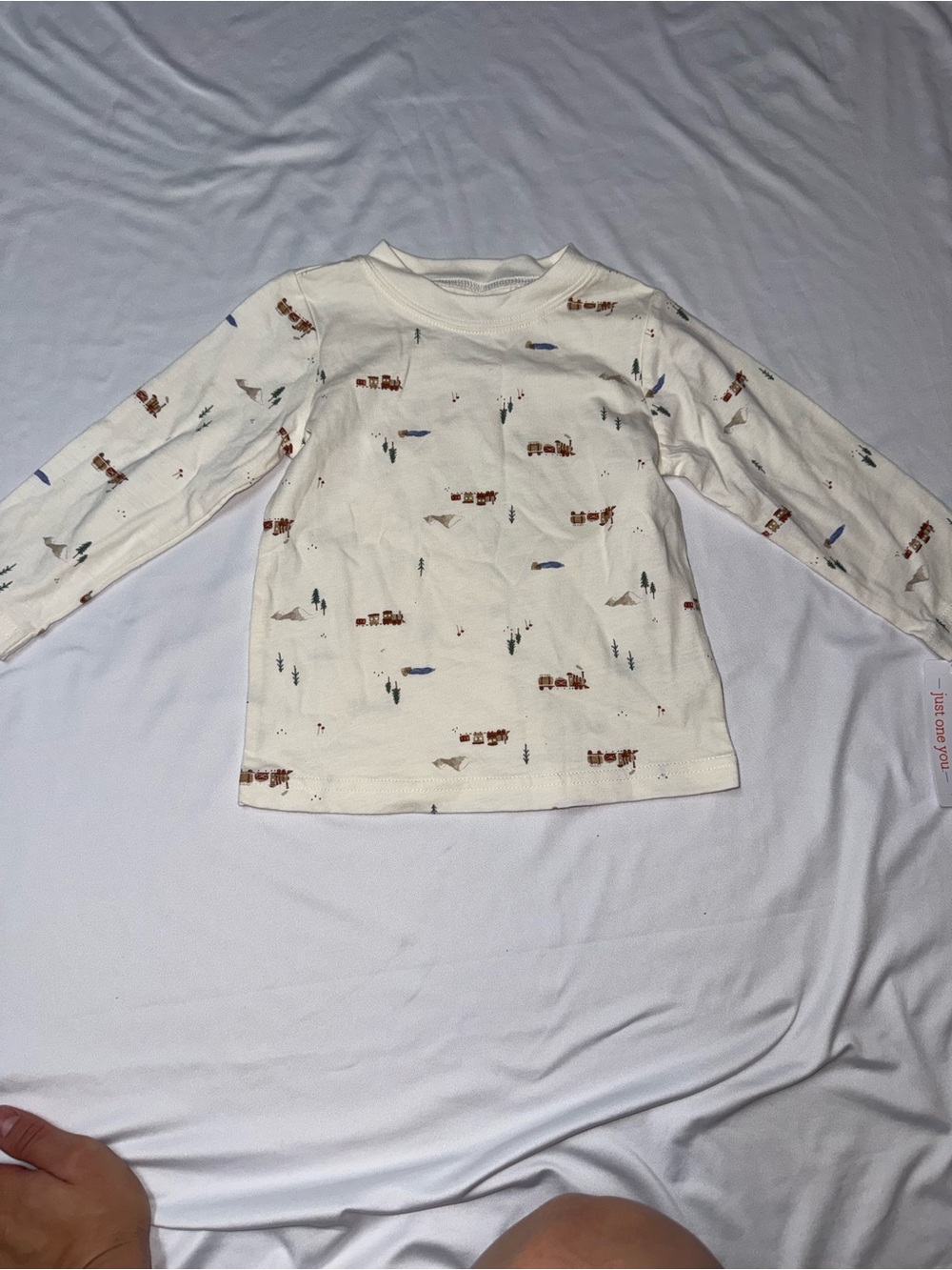 Carter's Cream Long Sleeve Tee with Tiny Outdoor Motif